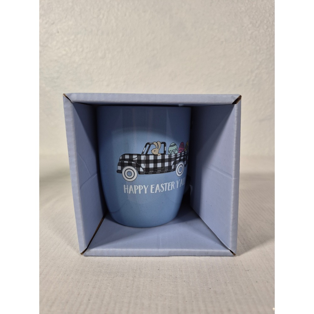 Happy Easter Yall Ceramic Mug 12oz Blue Buffalo Plaid Truck Bunny Greensource